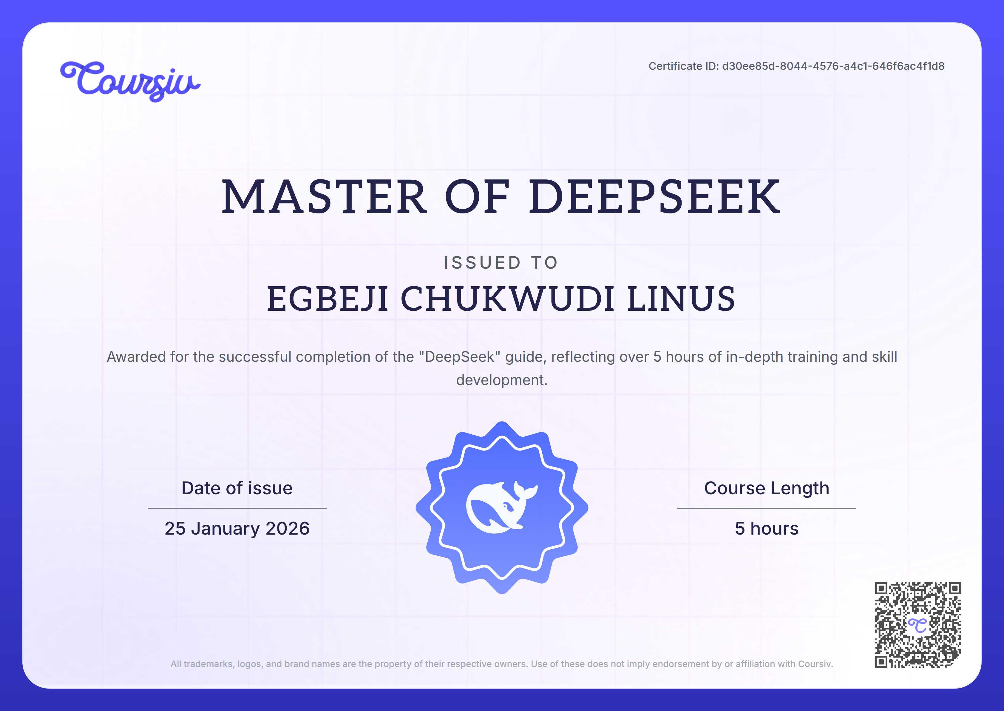 Certificate for DeepSeek