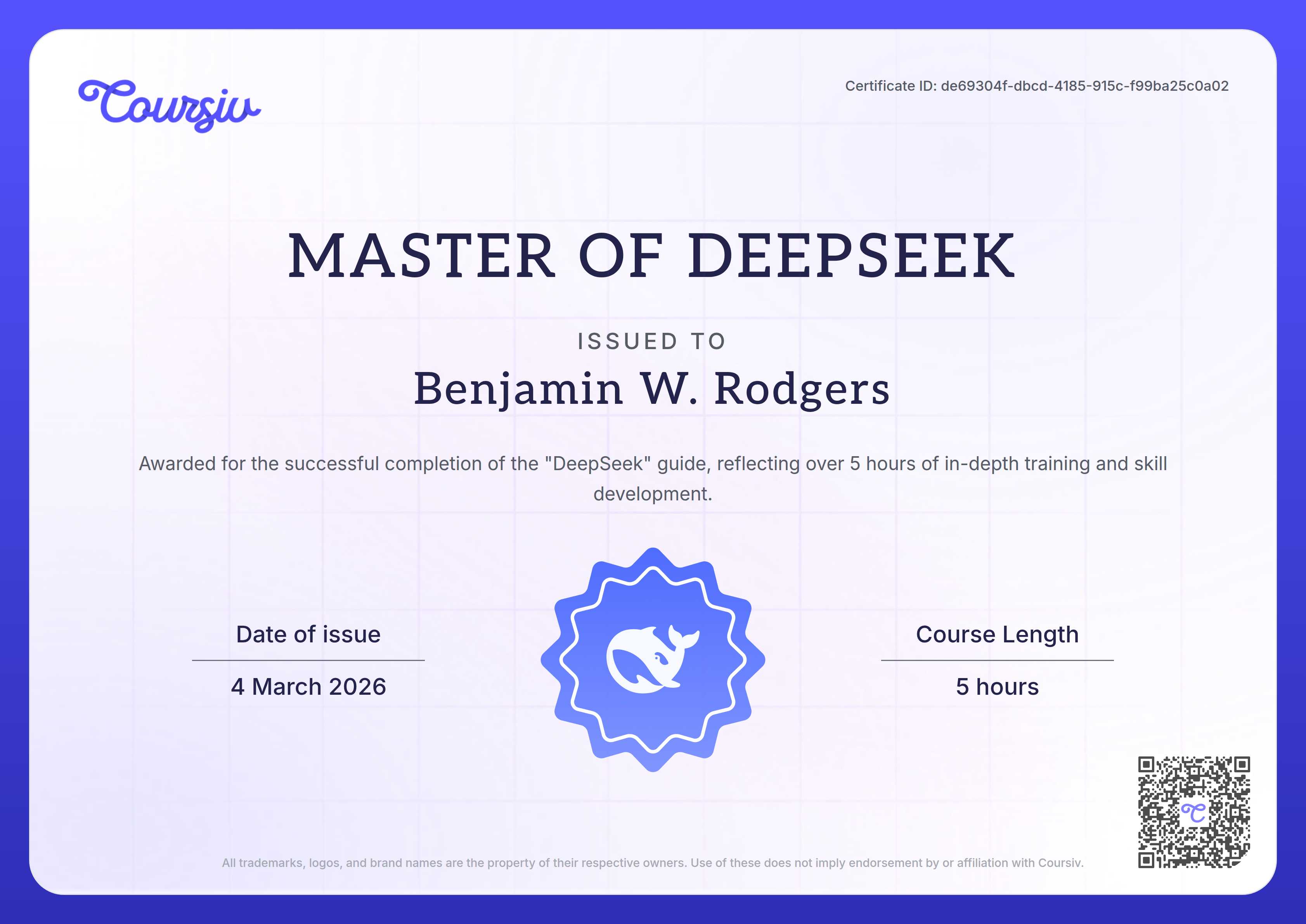 Certificate for DeepSeek