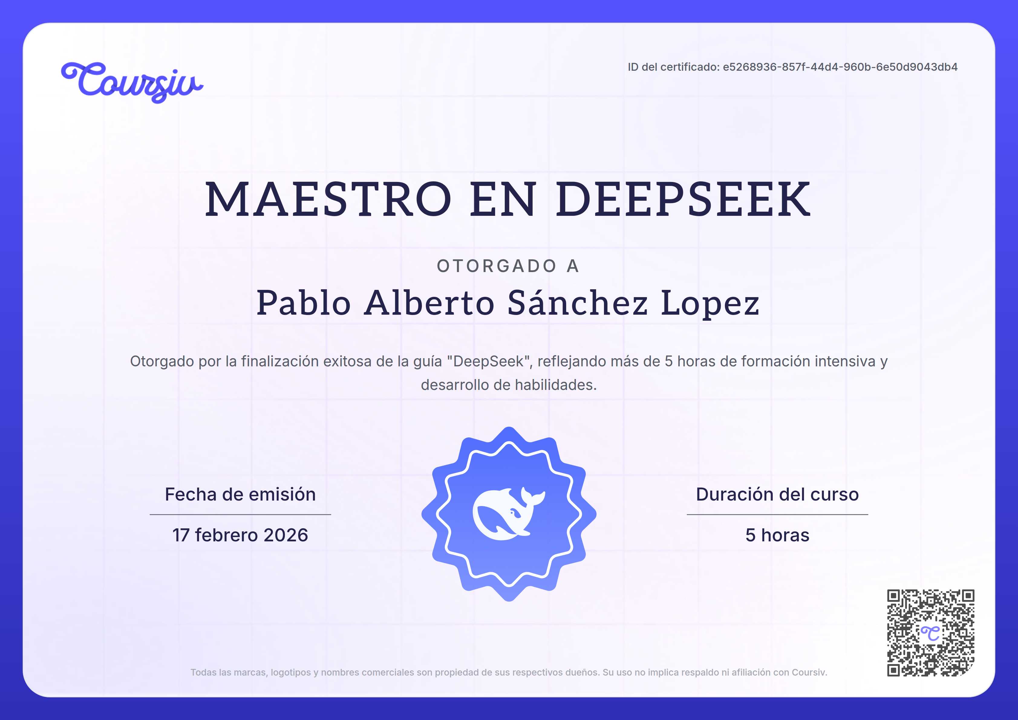 Certificate for DeepSeek