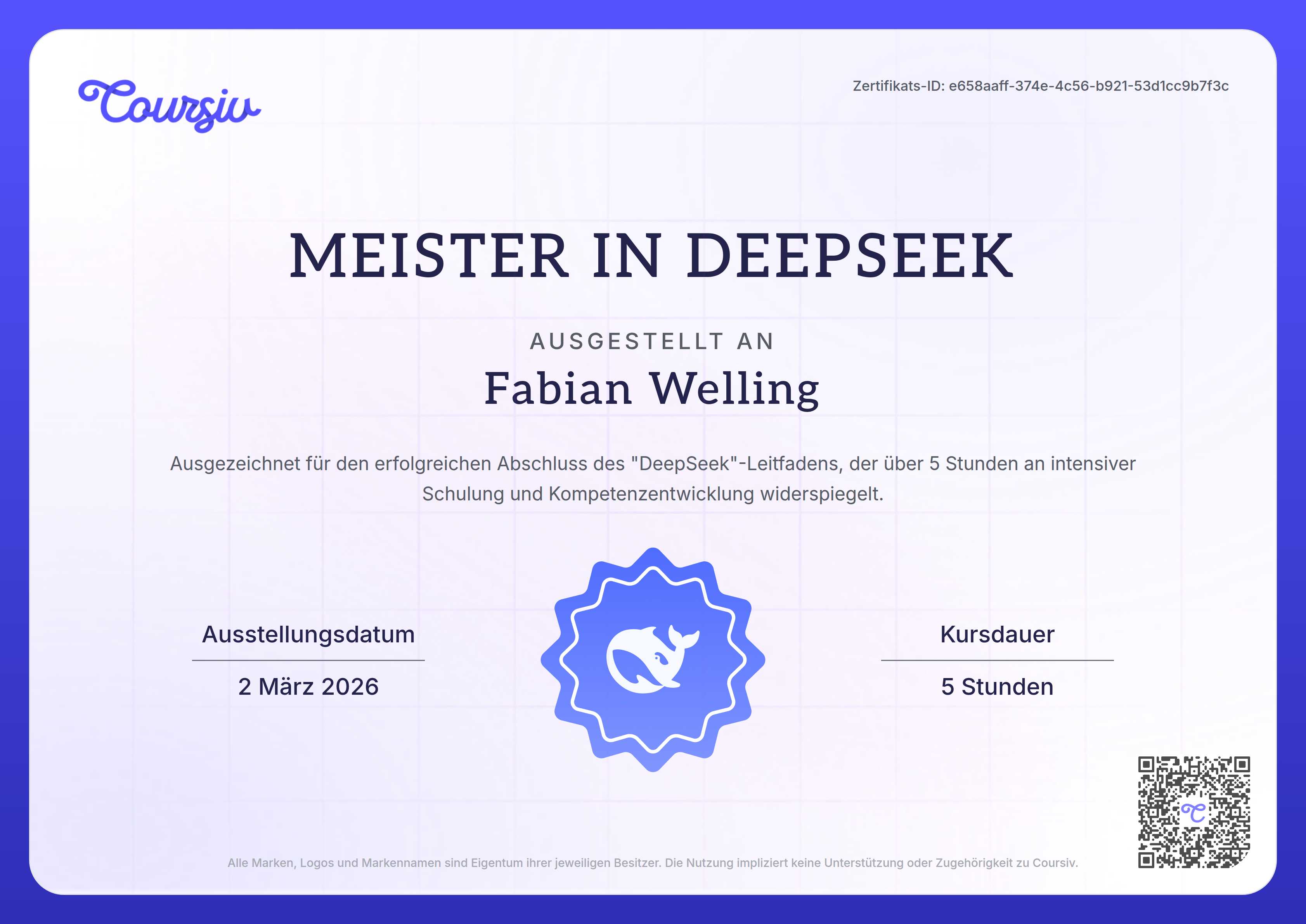 Certificate for DeepSeek