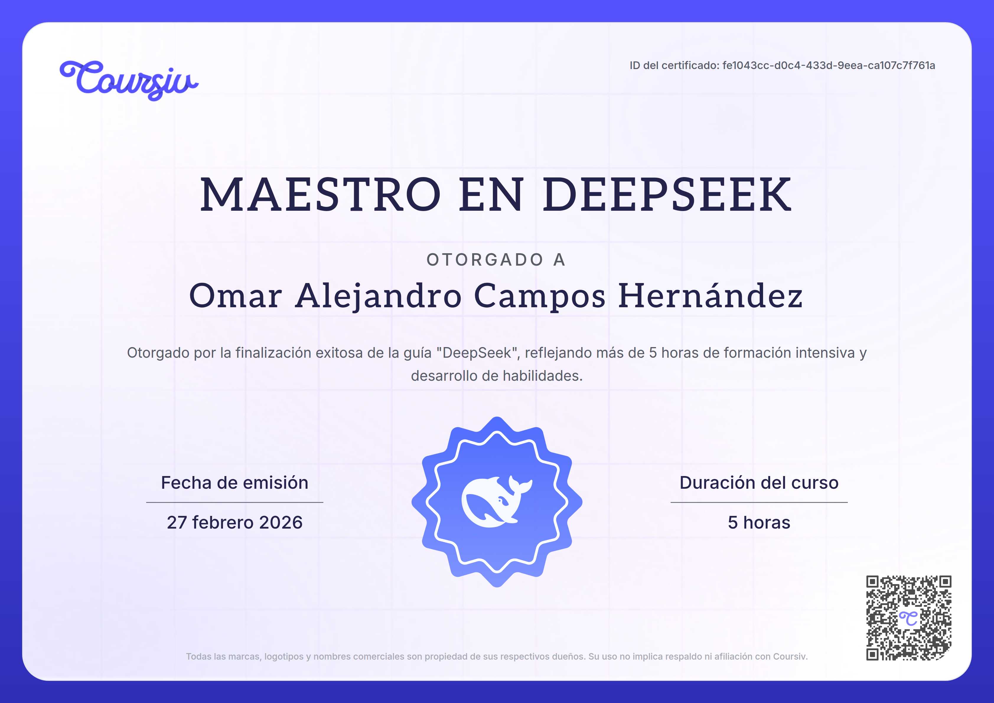 Certificate for DeepSeek