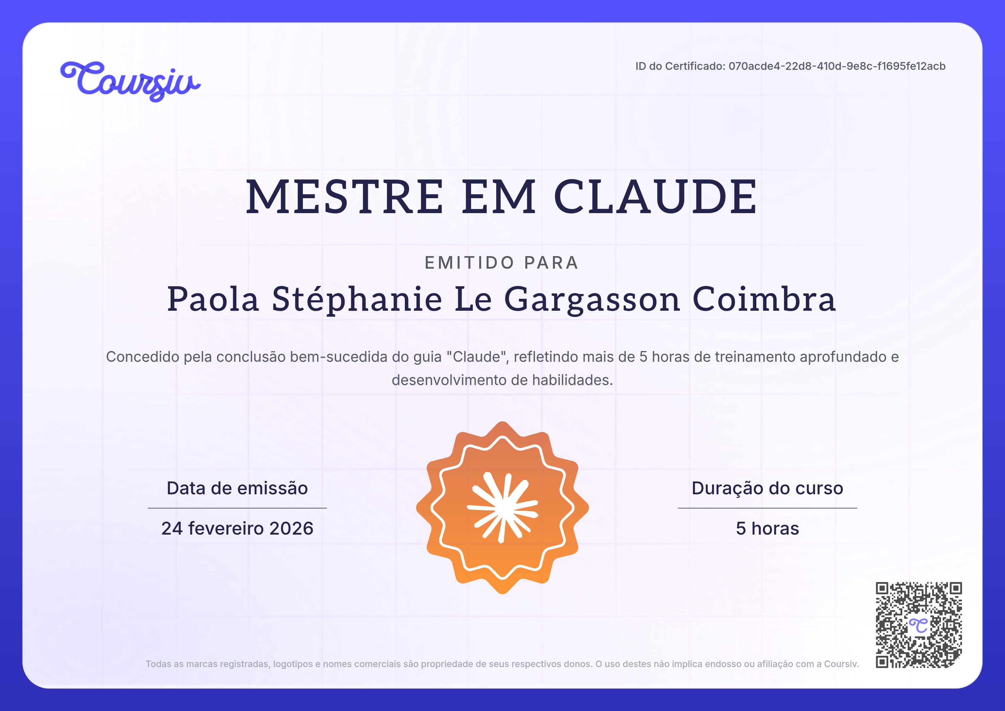 Certificate for Claude
