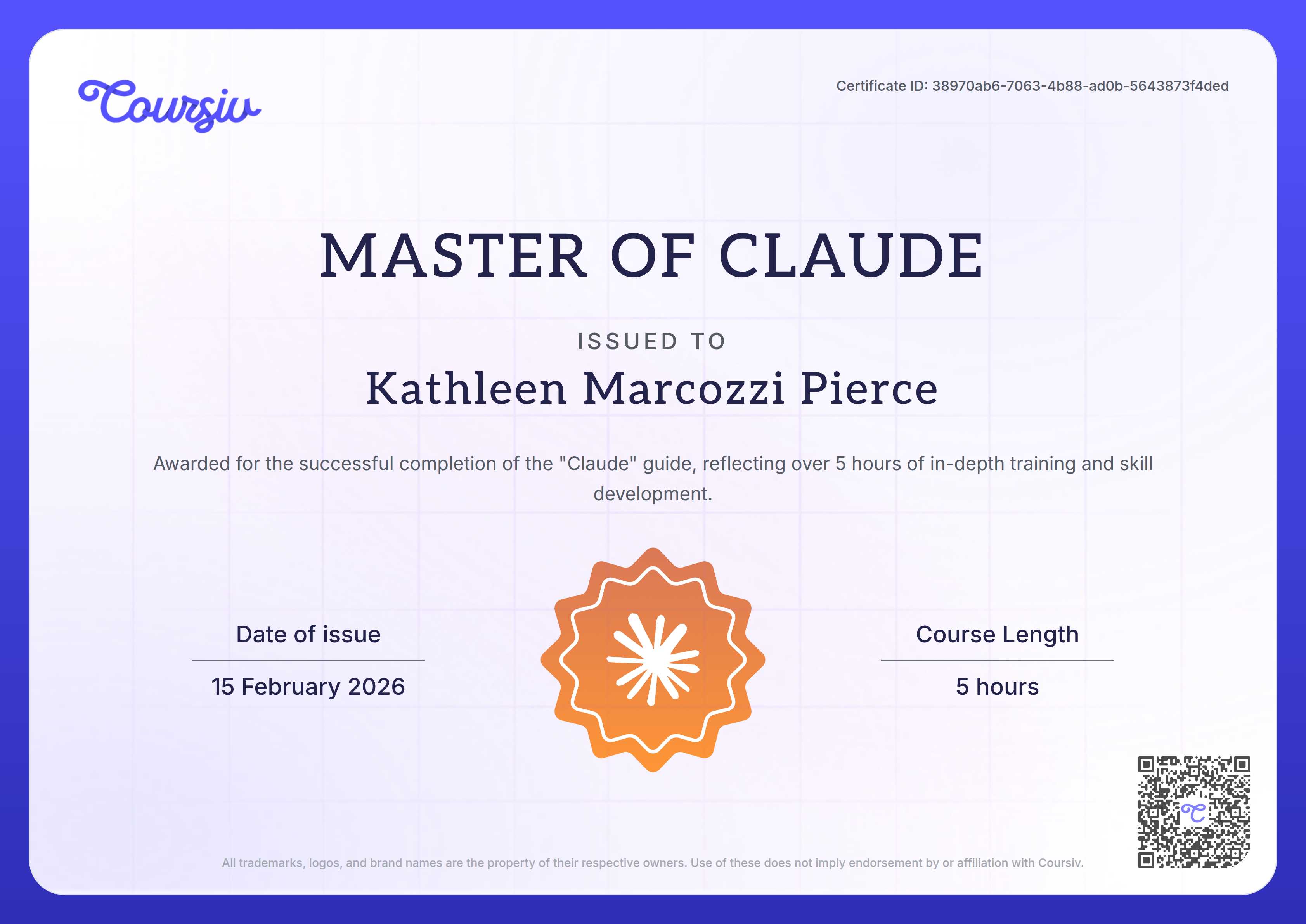 Certificate for Claude