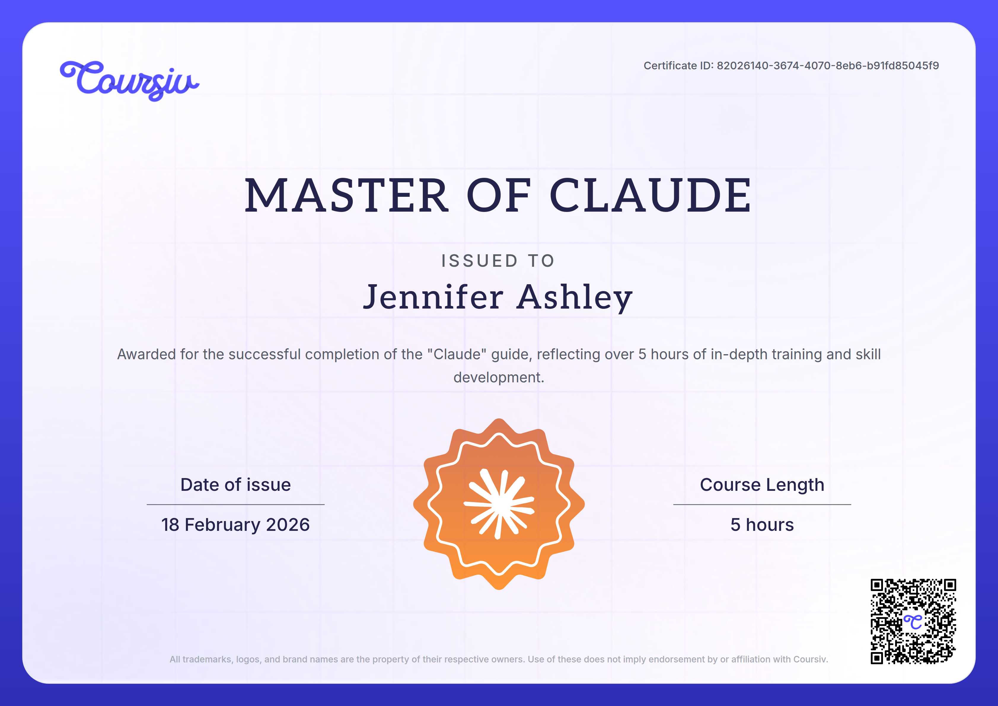 Certificate for Claude
