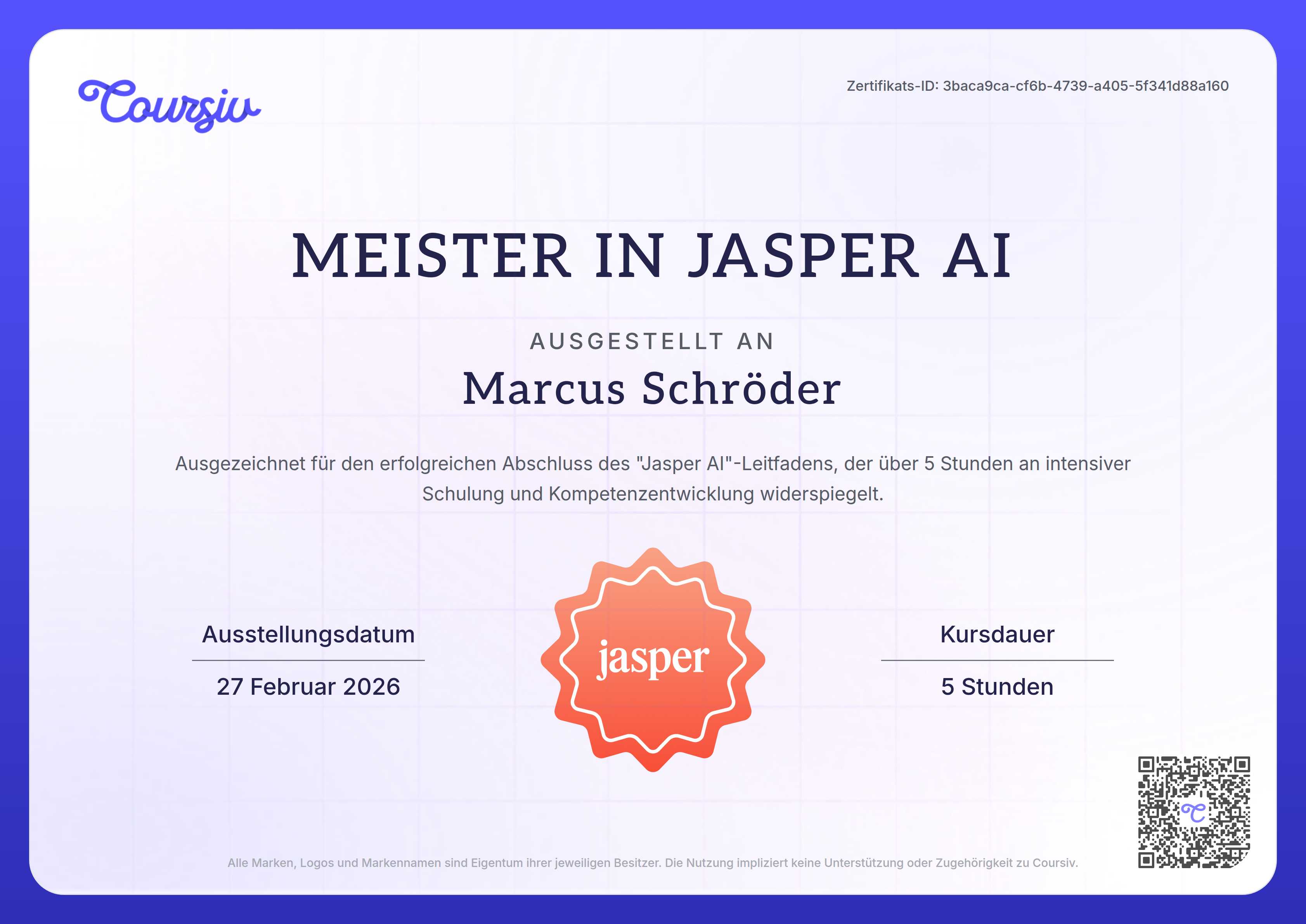 Certificate for Jasper AI
