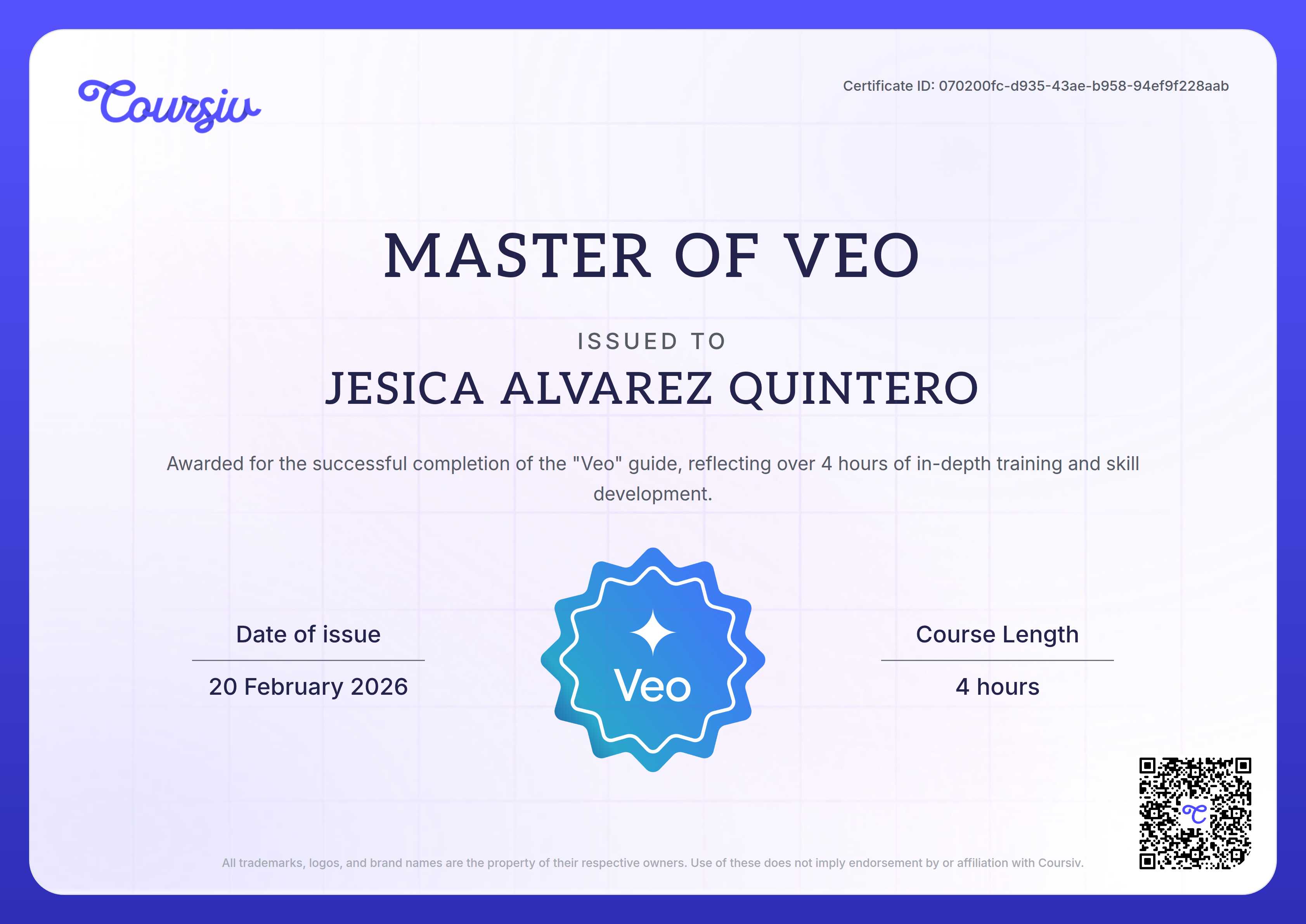 Certificate for Omni