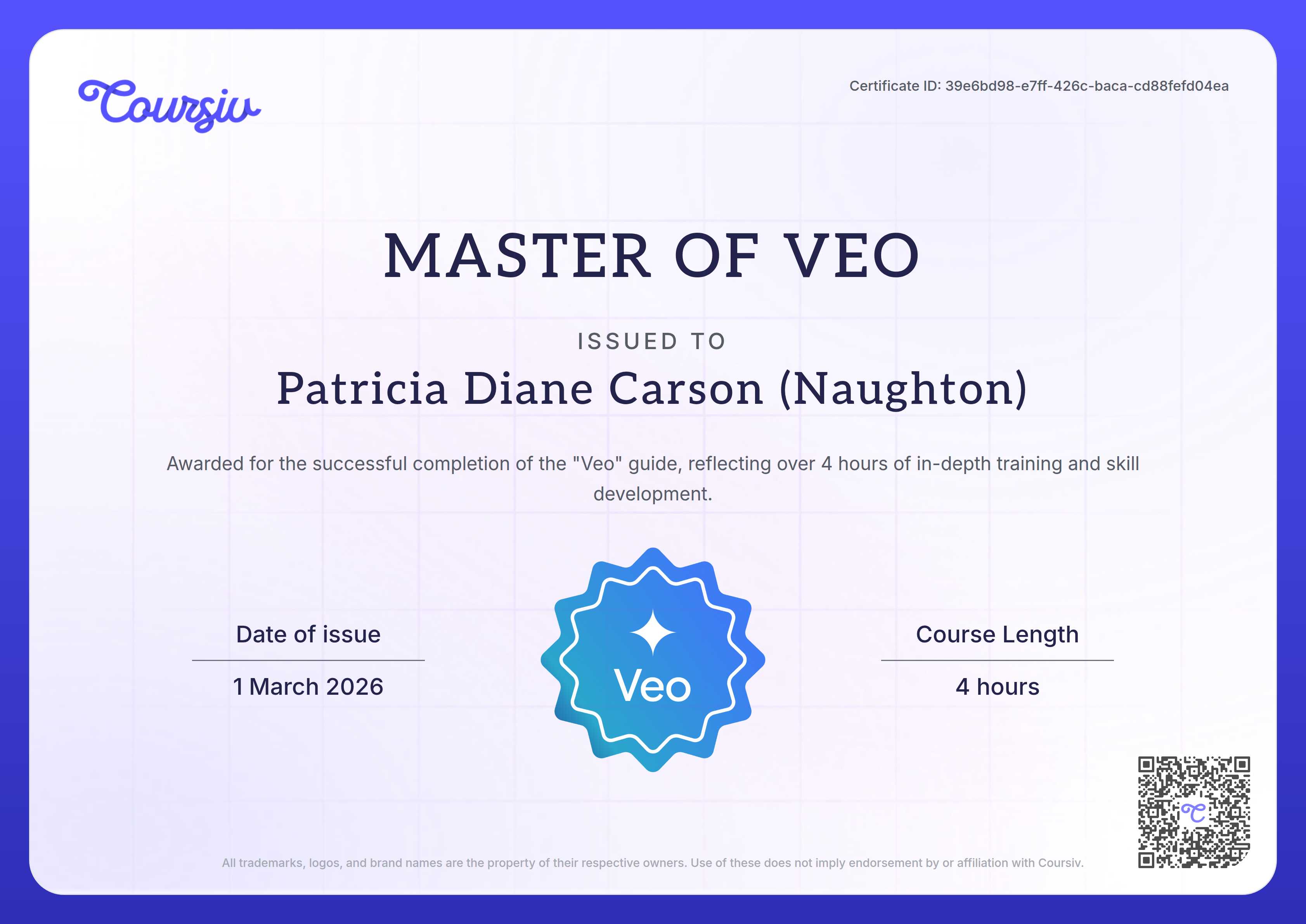 Certificate for Omni