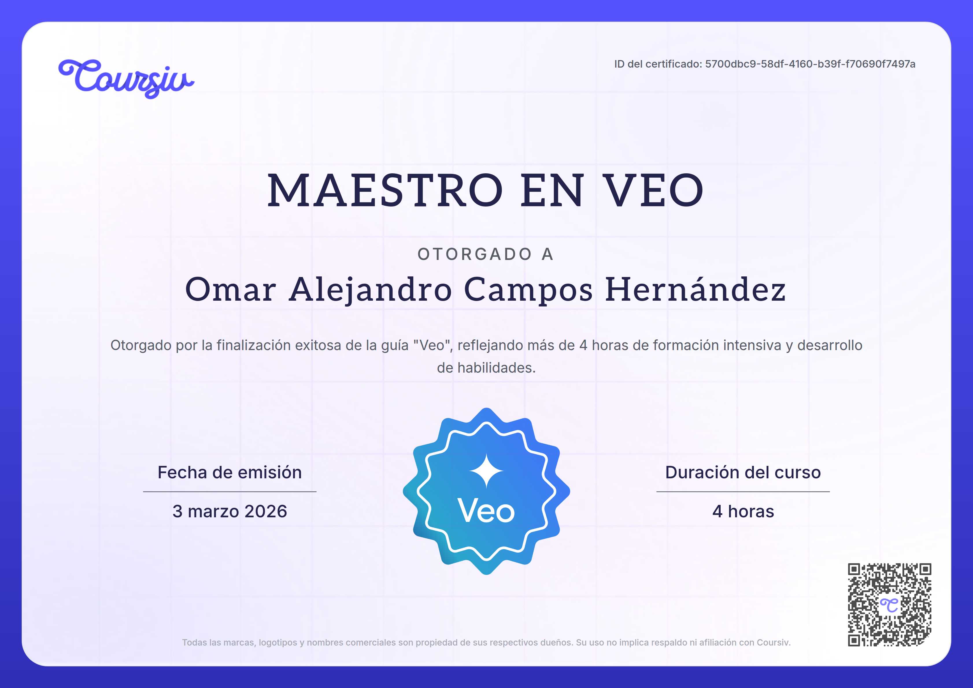 Certificate for Omni