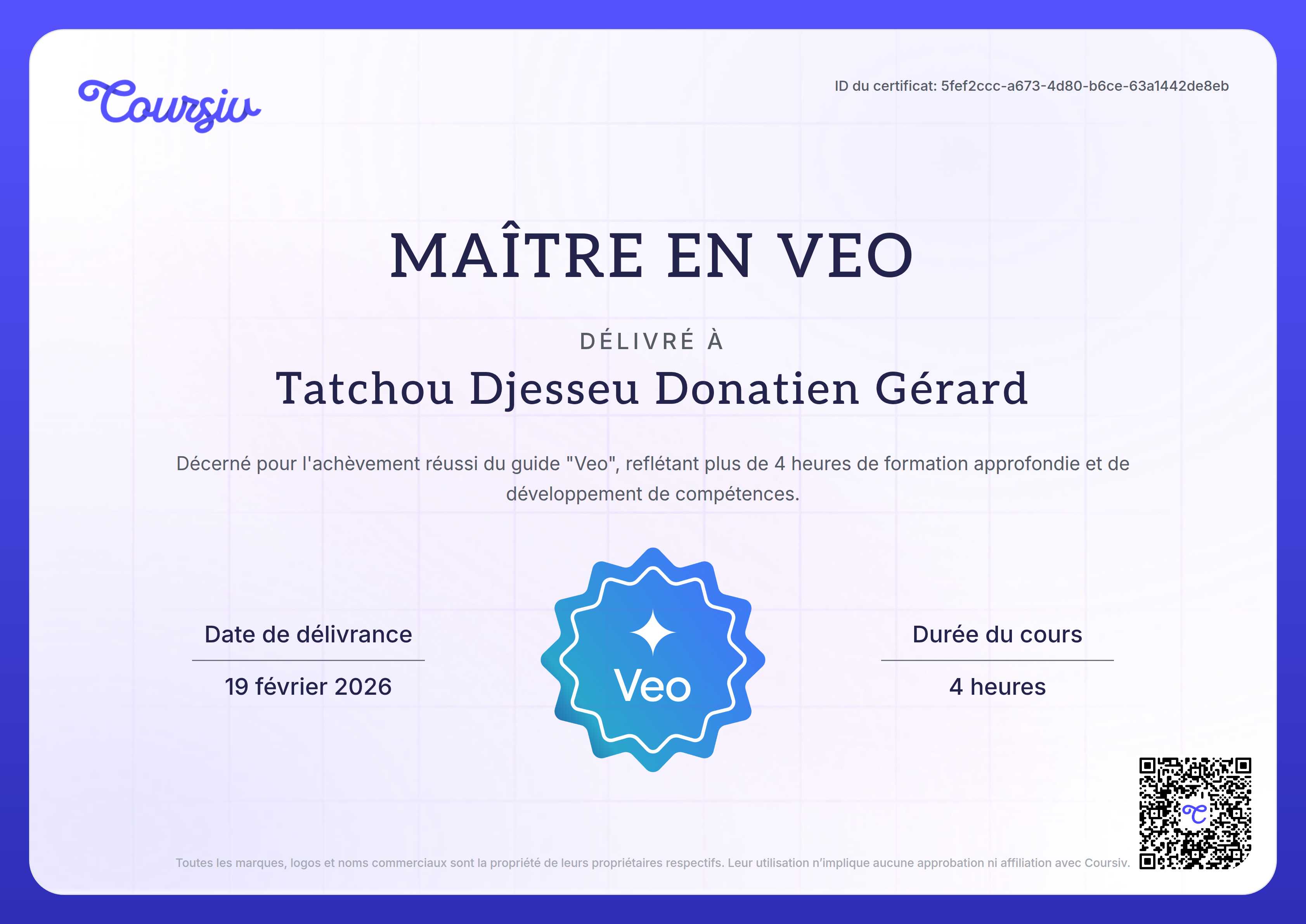 Certificate for Omni