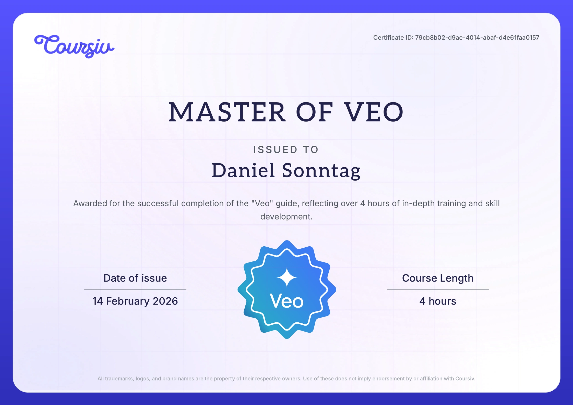 Certificate for Omni