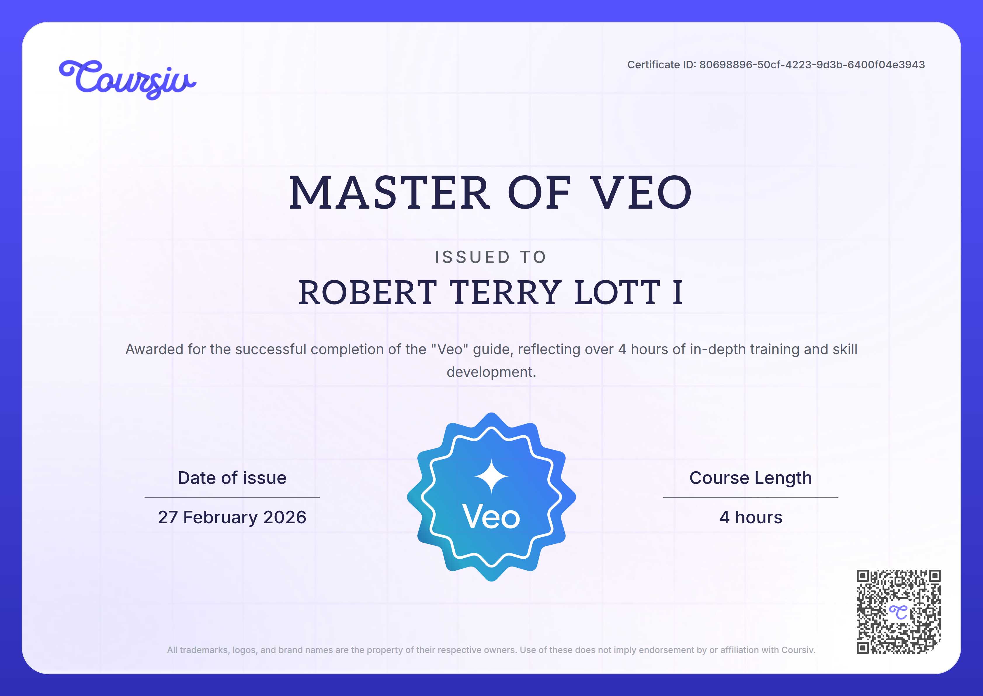Certificate for Omni
