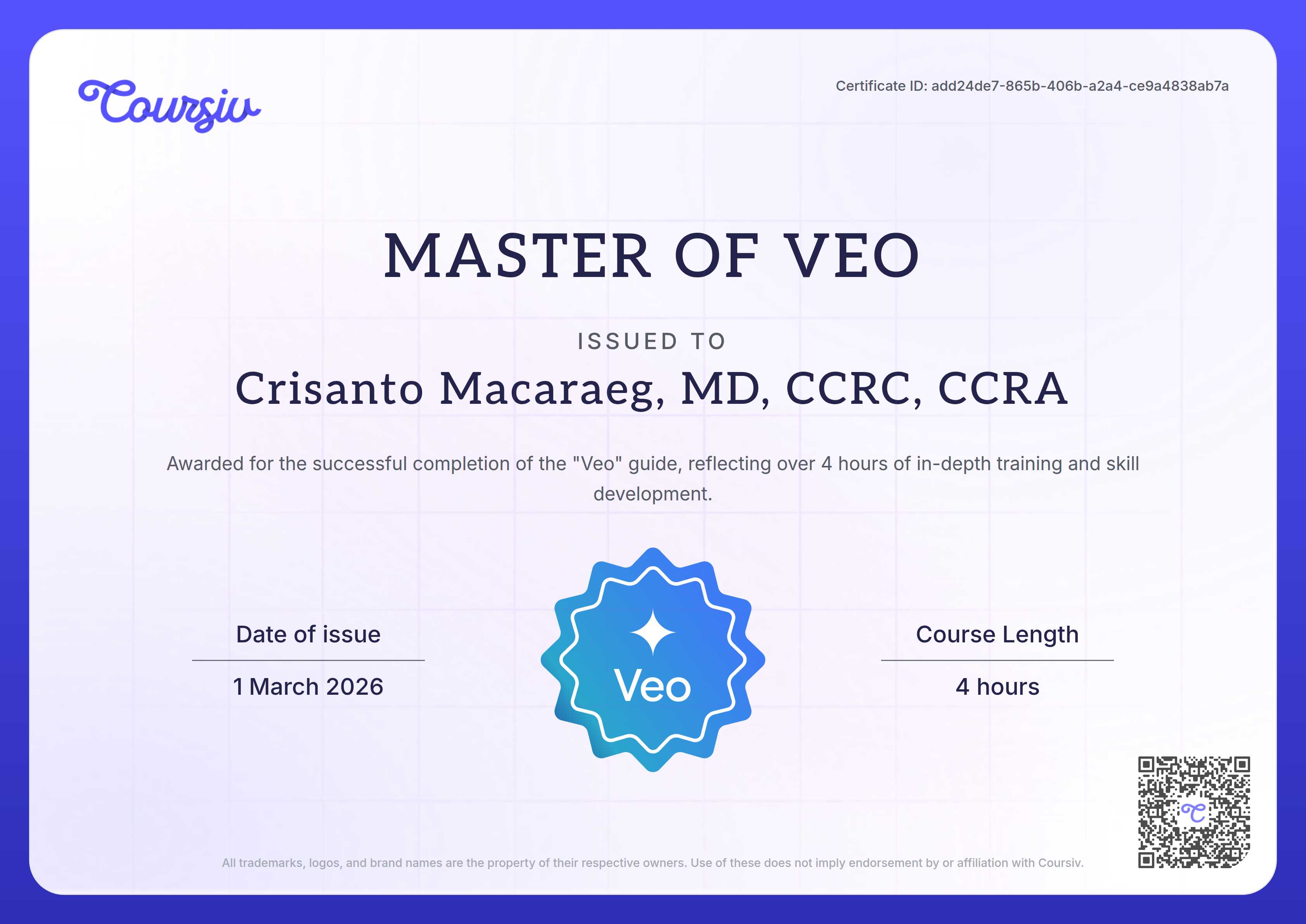 Certificate for Omni