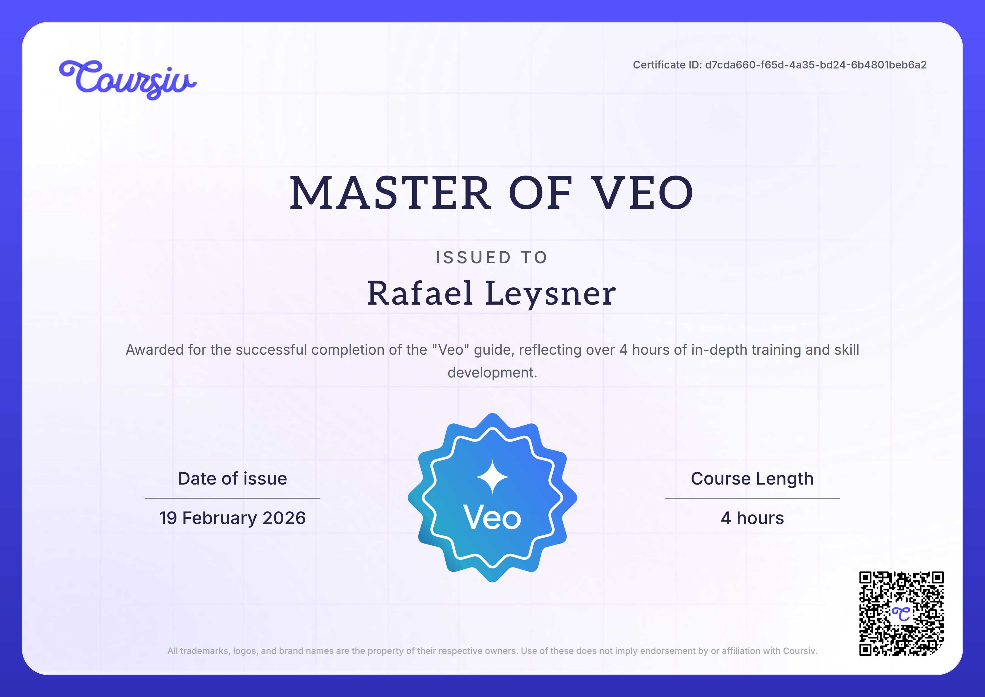 Certificate for Omni