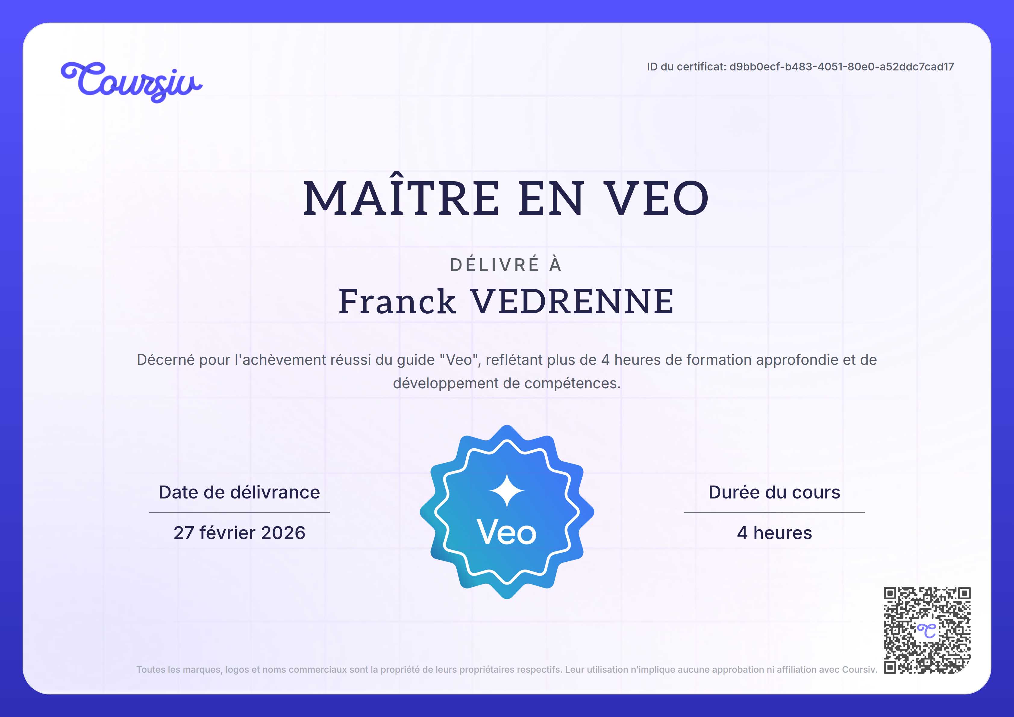 Certificate for Omni