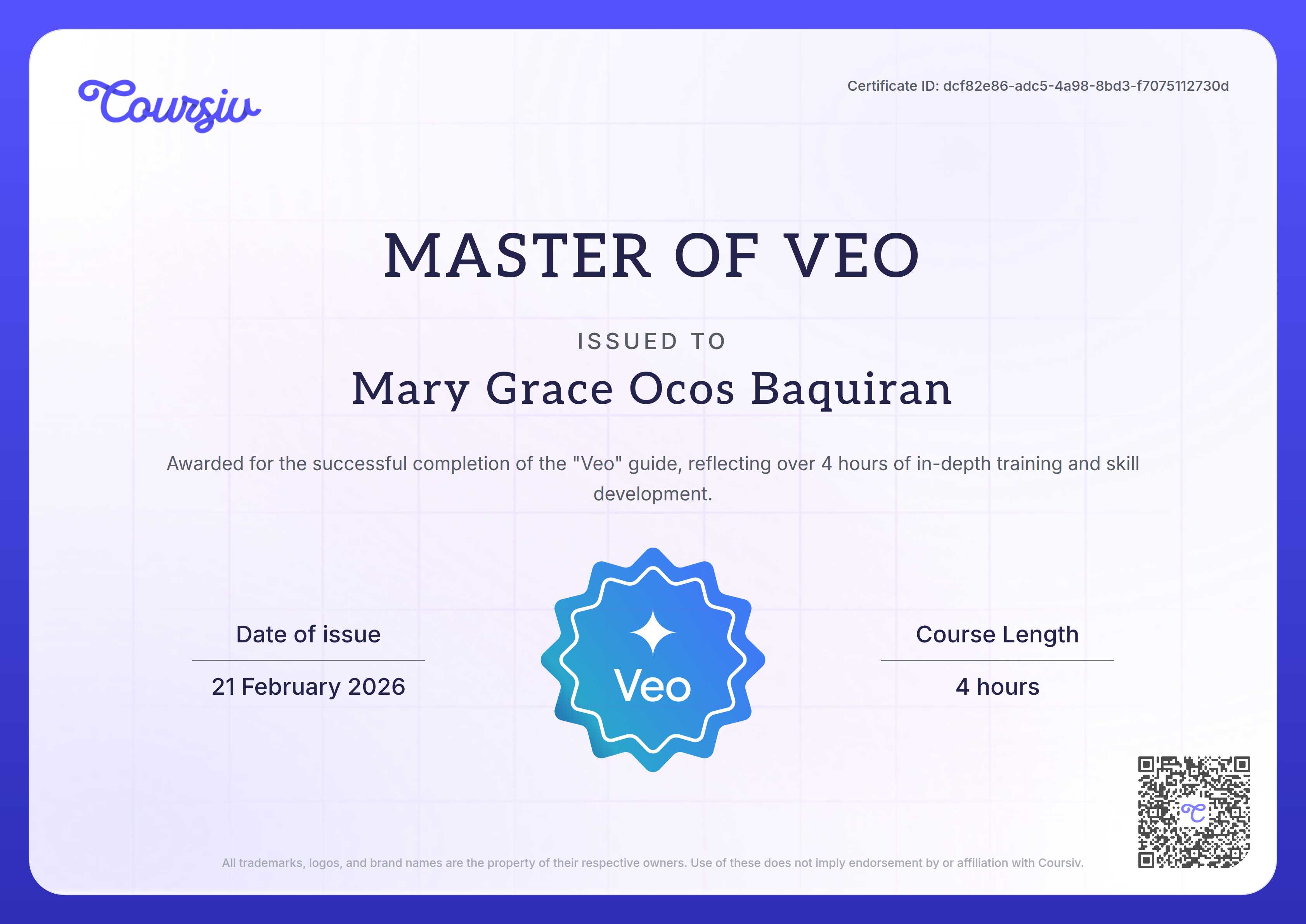 Certificate for Omni