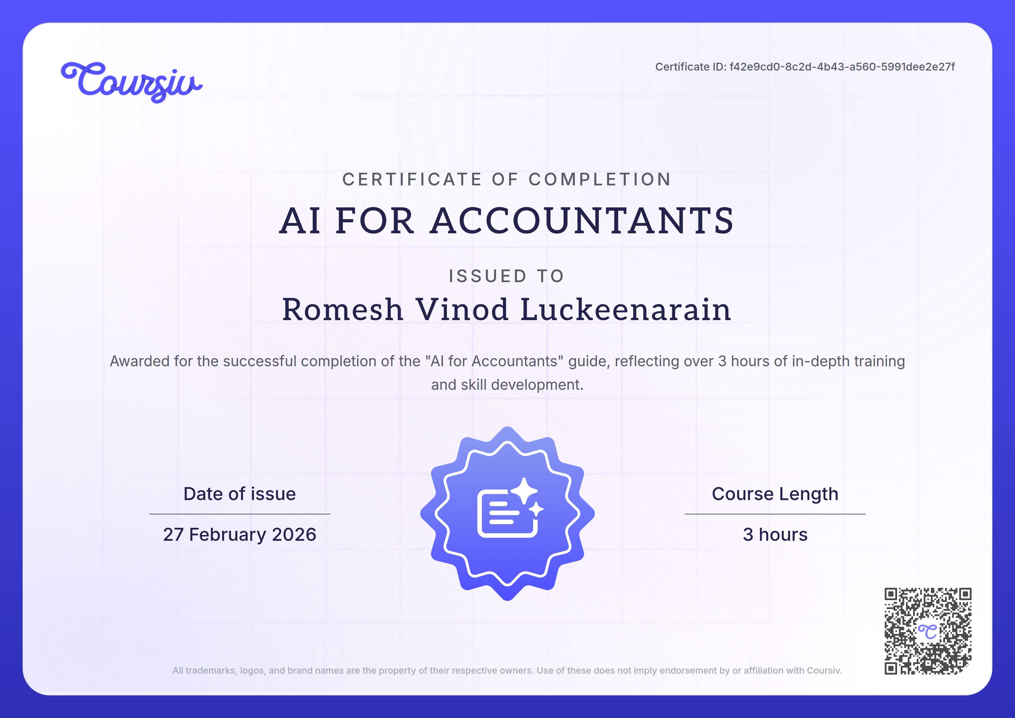 Certificate for AI for Accountants