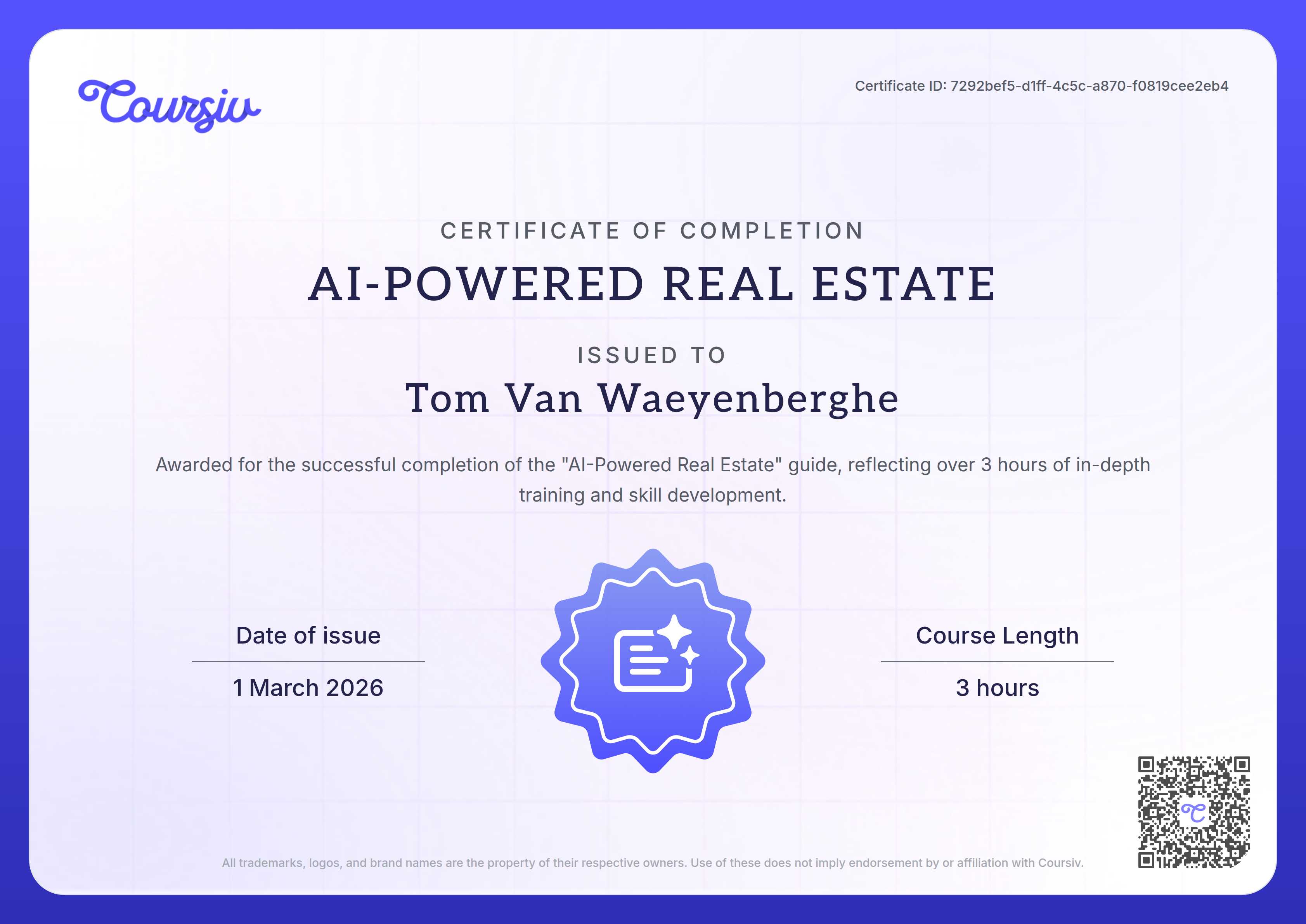 Certificate for AI-Powered Real Estate