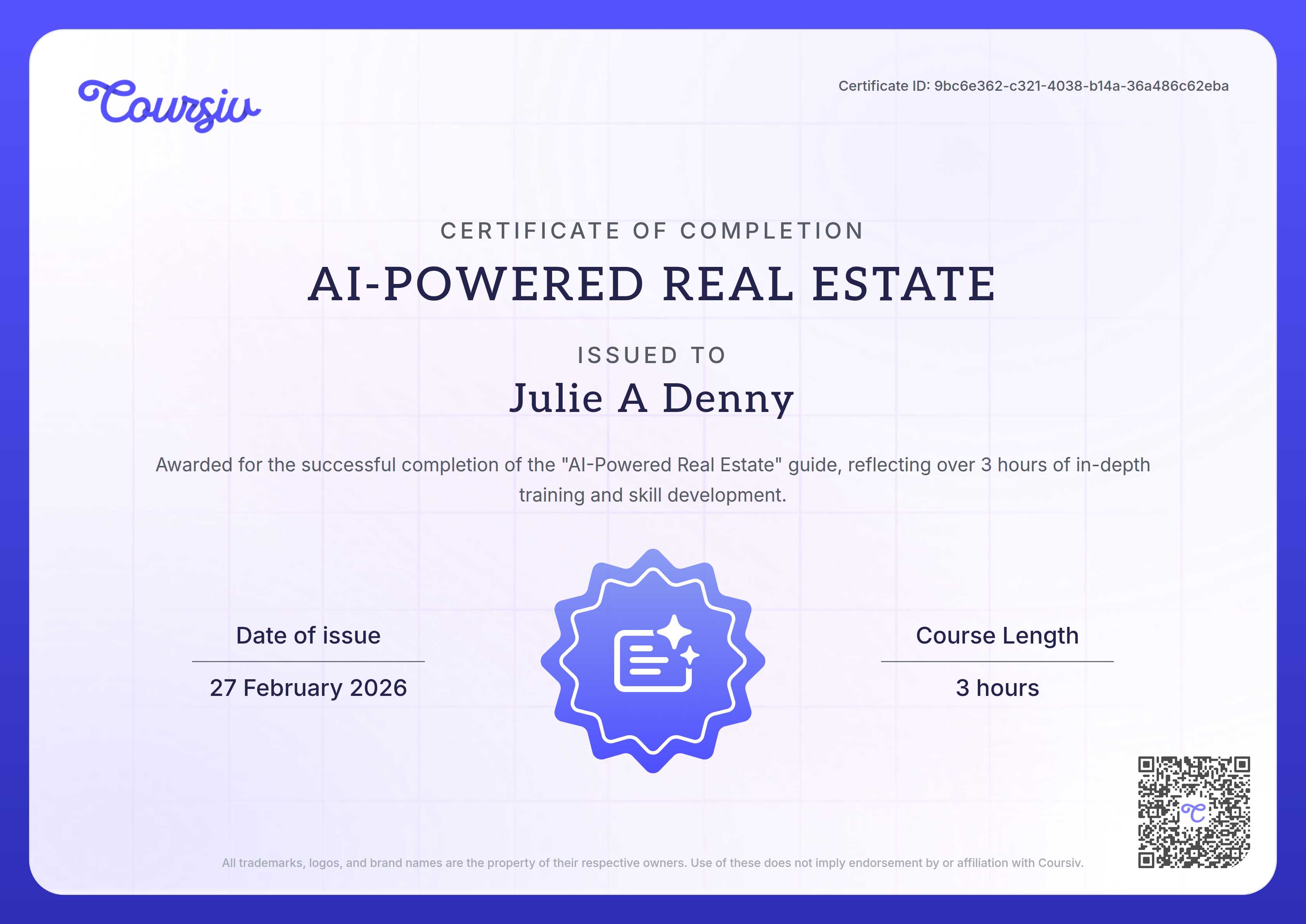 Certificate for AI-Powered Real Estate