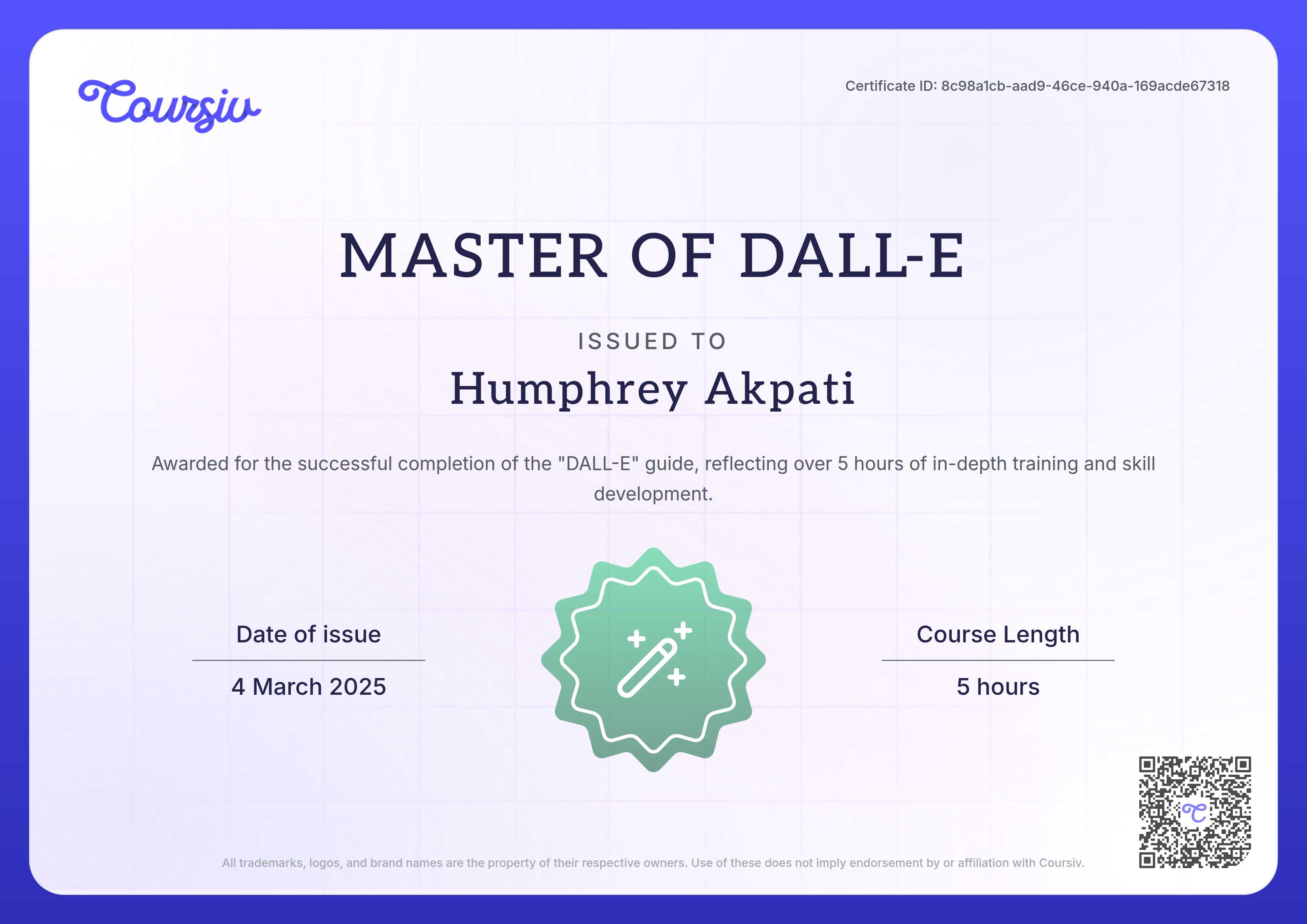 Certificate for DALL-E