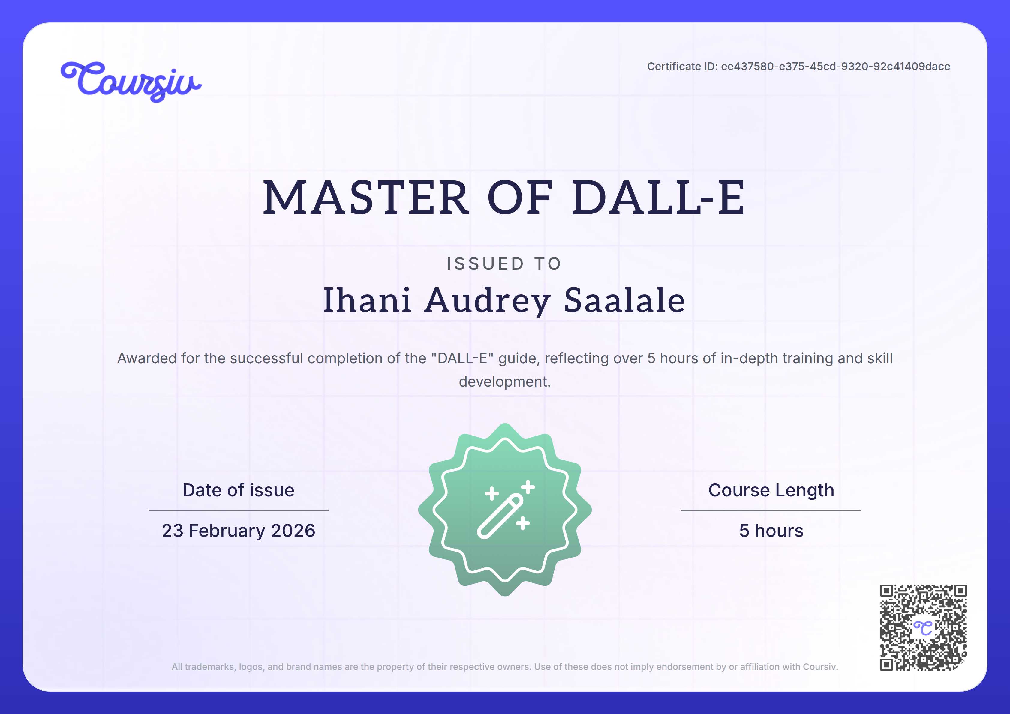 Certificate for DALL-E